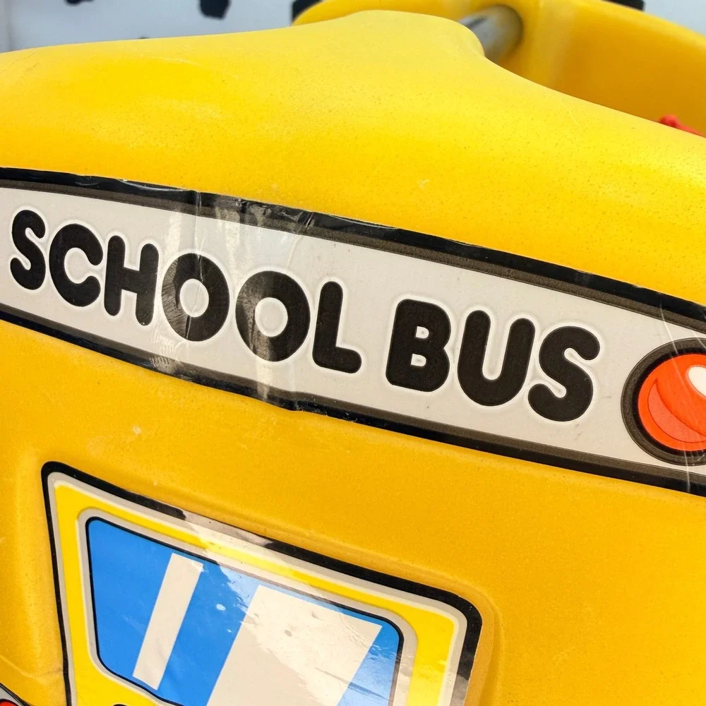 Vintage Step2 Bigger People School Bus Toy w/ 5 Figures & Handle - Made in USA